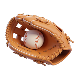 Realistic Baseball Glove and Ball Icon - 3D Sports
