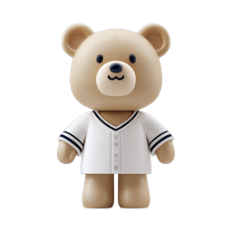 Adorable Baseball Teddy Bear 3D Character Icon