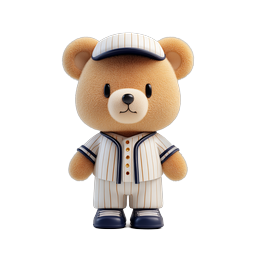 Cute Baseball Teddy Bear Character Icon | 3D Render