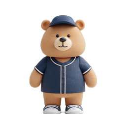 Cute Baseball Teddy Bear 3D Character Icon