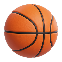 Realistic 3D Basketball Icon - Orange Sports Ball