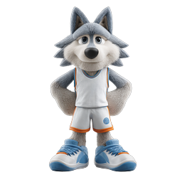 Icona personaggio lupo basket mascotte sportiva renderizzata 3D