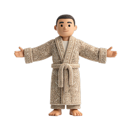 Ícone 3D de homem de roupão em pose T | avatar aconchegante