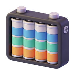 3D Battery Energy Level Power Icon - Charging Status