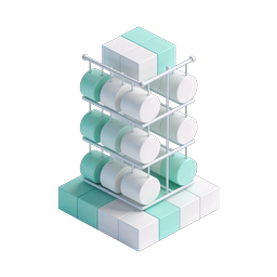 Isometrisches 3D-Icon eines Batteriespeicher-Racks