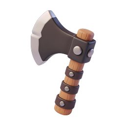 Medieval Battle Axe 3D Weapon Icon for Games