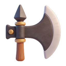Battle Axe 3D Weapon Icon for Fantasy Games