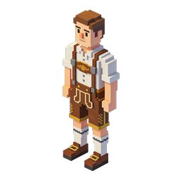 Bavarian Man in Lederhosen 3D Voxel Icon