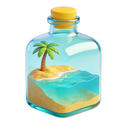 Mini Tropical Beach in Glass Bottle 3D Icon