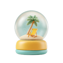 Tropical Beach Snow Globe 3D Icon | Vacation & Travel