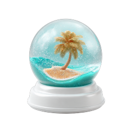 Tropical Beach Snow Globe 3D Icon - Paradise in Glass