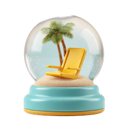 Tropical Beach Snow Globe 3D Icon | Vacation Paradise