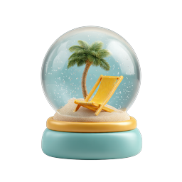 Beach Snow Globe Icon - Tropical Paradise 3D Illustration