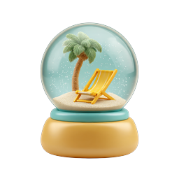 Tropical Beach Snow Globe 3D Icon - Vacation Decor