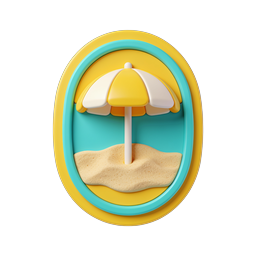 Beach Umbrella 3D Icon - Summer Vacation Symbol