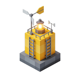 Isometric Beacon Tower Icon - Glowing Lighthouse 3D Design