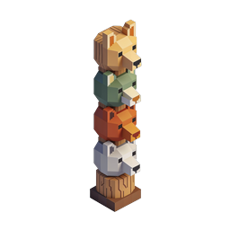 Bear Totem Stack Isometric 3D Icon