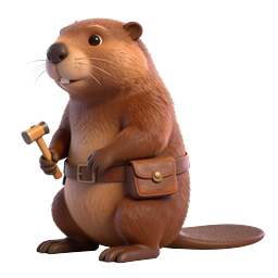 3D Beaver Craftsman Character Icon with Tool Belt