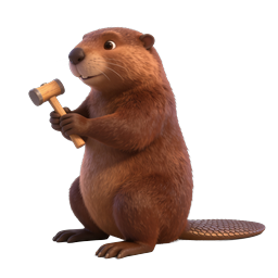 Cute Beaver Holding Hammer 3D Icon | Wildlife Mascot