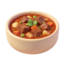 Hearty Beef Stew Bowl Icon - 3D Food Illustration