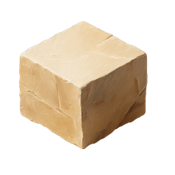 Beige Textured Cube Block Icon - Rustic 3D Object
