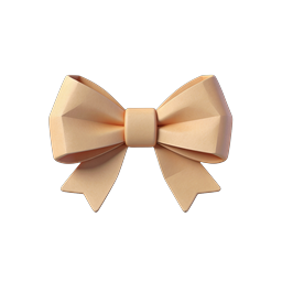 Beige Ribbon Bow Icon | Elegant 3D Fashion Accessory