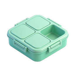 ไอคอน 3D กล่องข้าวเบนโตะสีเขียวมิ้นท์ - สไตล์ดินปั้นพาสเทล