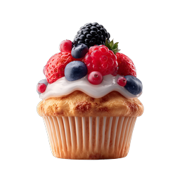 Berry-Topped Cupcake Icon - Realistic Dessert Illustration