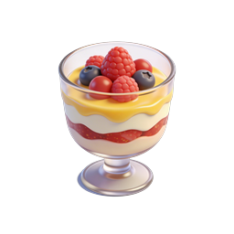 Berry Parfait Dessert in Glass Goblet - 3D Icon