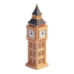 Big Ben Clock Tower Icon for Travel and Tourism