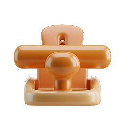 Orange Binder Clamp Icon - 3D Clay Style Office Supply