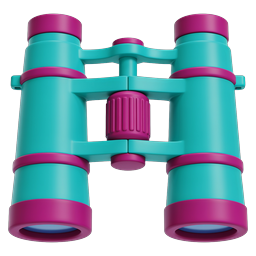3D Binoculars Icon - Teal & Magenta Adventure