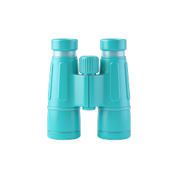 Cyan Binoculars 3D Icon for Apps & Websites