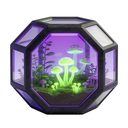 Bioluminescent Mushroom Terrarium Icon | Glowing Fantasy Nature