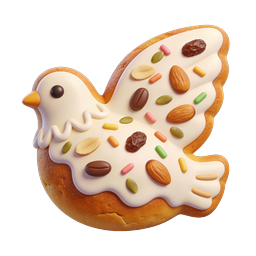 Icône de biscuit en forme d'oiseau avec garnitures colorées