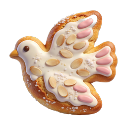 Bird-Shaped Cookie Icon with Almonds and Icing