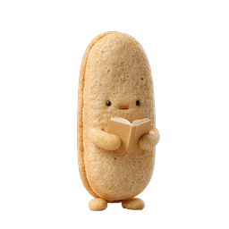 Cute Biscuit Character Reading Book - 3D Clay Icon