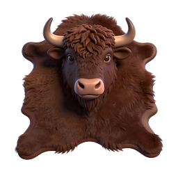 3D Bison Icon - Realistic Brown Buffalo Character