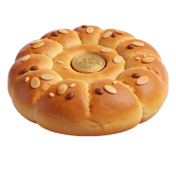 ビットコインパン 3Dアイコン | クリプト菓子イラストレーション