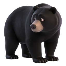 Cute Black Bear 3D Icon - Wildlife & Nature