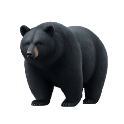 Realistic Black Bear Icon - 3D Wildlife Illustration