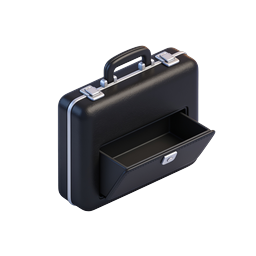 Black Briefcase Icon - Professional 3D Business Asset