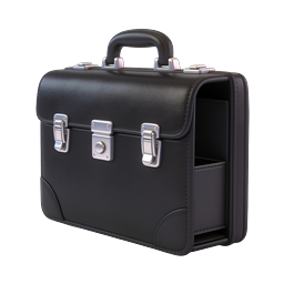 Icono de maletín de negocios de cuero negro - Renderizado 3D profesional