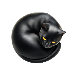 Black Cat Curled Up Realistic Pet Icon