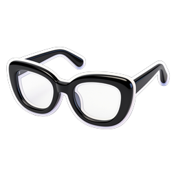 Stylish Black Eyeglasses Icon - 3D Realistic Style
