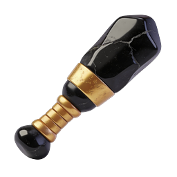 Elegant Black Gemstone Icon with Gold Accents