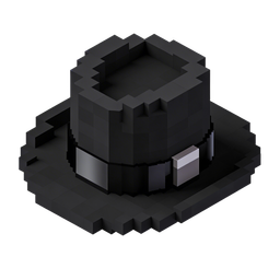 Stylish Black Hat Icon in Pixel Art Style