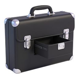 Black Leather Briefcase with Expandable Drawer Icon