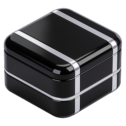 Premium Black Luxury Box Icon - Glossy Chrome Design