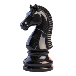 Icona cavallo degli scacchi in marmo nero | Rendering 3D Premium